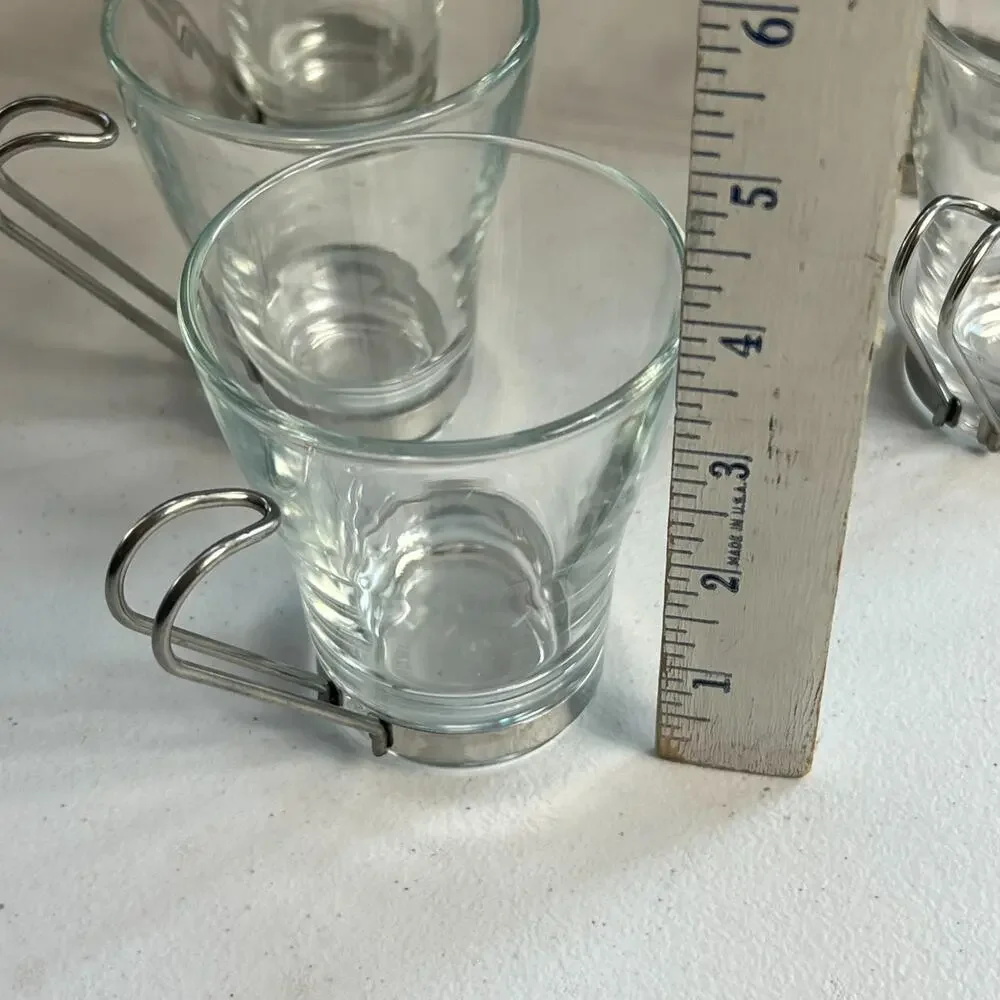Bormioli Rocco Cappuccino Glass Mug With Stainless Steel Handle Set of 5